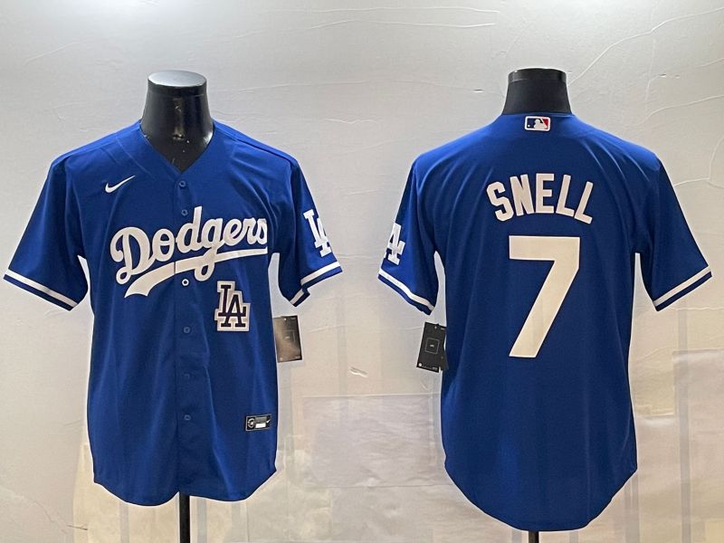 Men Los Angeles Dodgers #7 Snell Blue Game 2024 Nike MLB Jersey style 01153->pittsburgh pirates->MLB Jersey